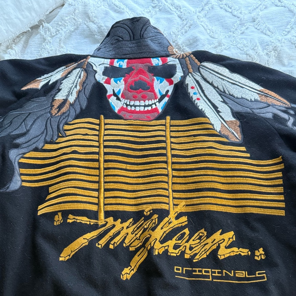 Miskeen Originals Bomber Jacket Men’s 4XL Hip Hop Embroidered Skull Vintage